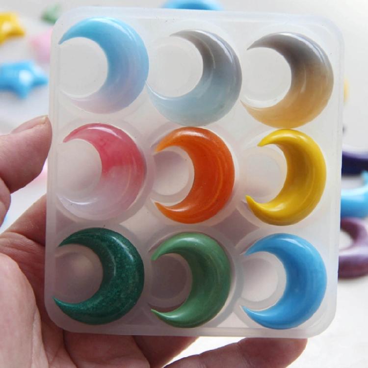 2Pcs/Set Moon and Star Shaped Mold Resin Necklace Pendant Casting Mould Versatile Silicone Molds for Jewelry Crafting