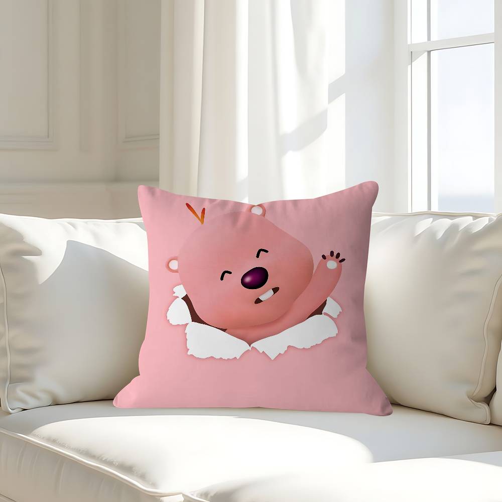 P-Pororos Cute L-Loopy Pillow Case Removable Washable Cushion Cover – All-Season Soft Linen