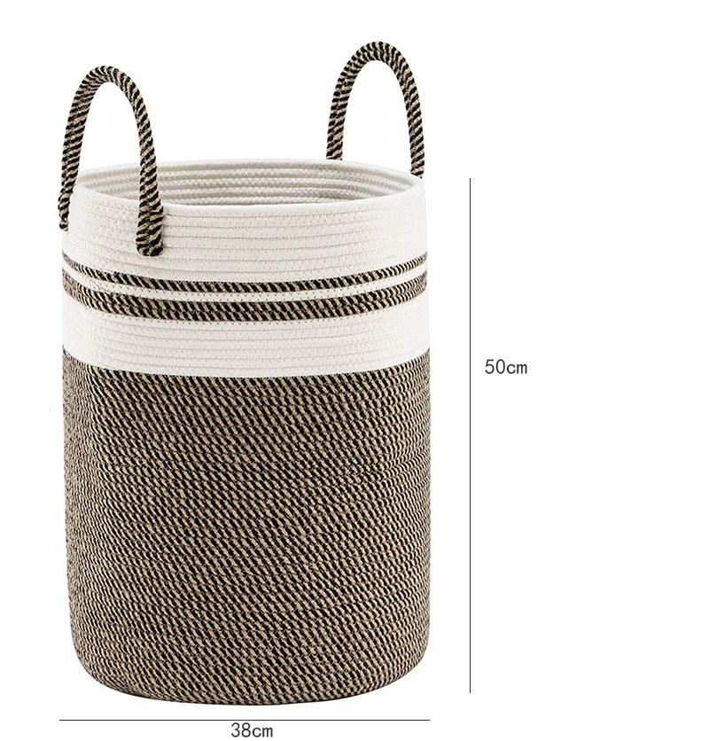 Cotton Rope Woven Storage Basket, Bamboo Basket, Dirty Clothes Basket, Hand-held Folding Miscellaneous Basket
