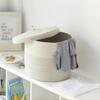 Cotton Rope Storage Basket with Lid Large Capacity Collapsible Laundry Storage Bag Organizer for Living Room Bedroom Kids Toys