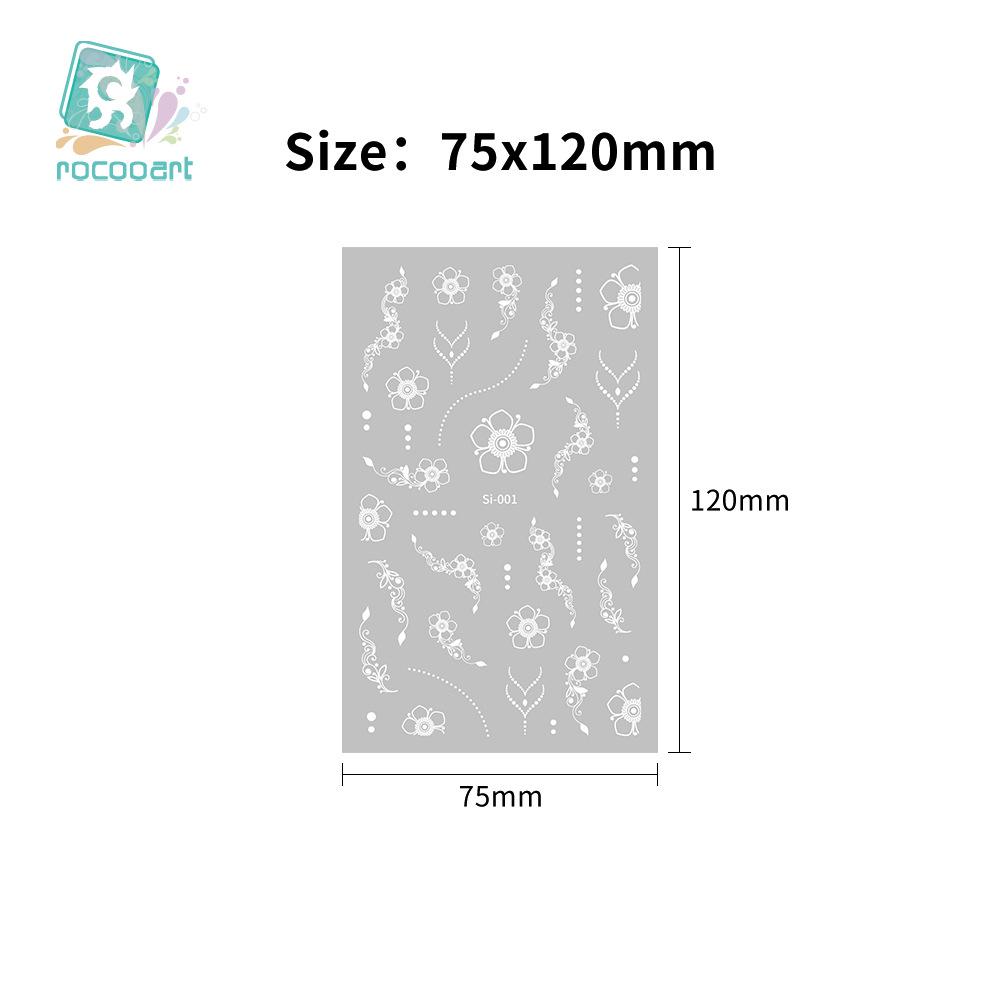 Blue-Green Luminous New Year Nail Stickers with White Lace and Butterfly Designs