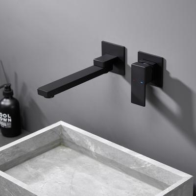 Lavabo Grifo de Baño Agua Caliente y Fría Montaje en Pared Mezclador Grifo de Lavabo Caño Giratorio Baño Con Moderna Manija de Palanca Única