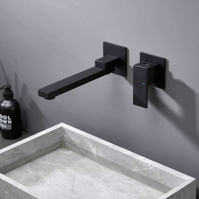 Wash Basin Bathroom Faucet Hot And Cold Water Wall Mount Mixer Sink Tap Swivel Spout Bath With Modern Single Lever Handle
