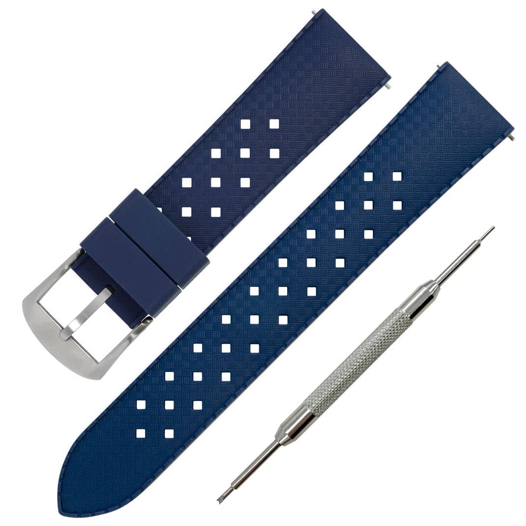 Watch strap, band, rubbersilicone, fully waterproof, Cassis U1061198, 22mm, blue.