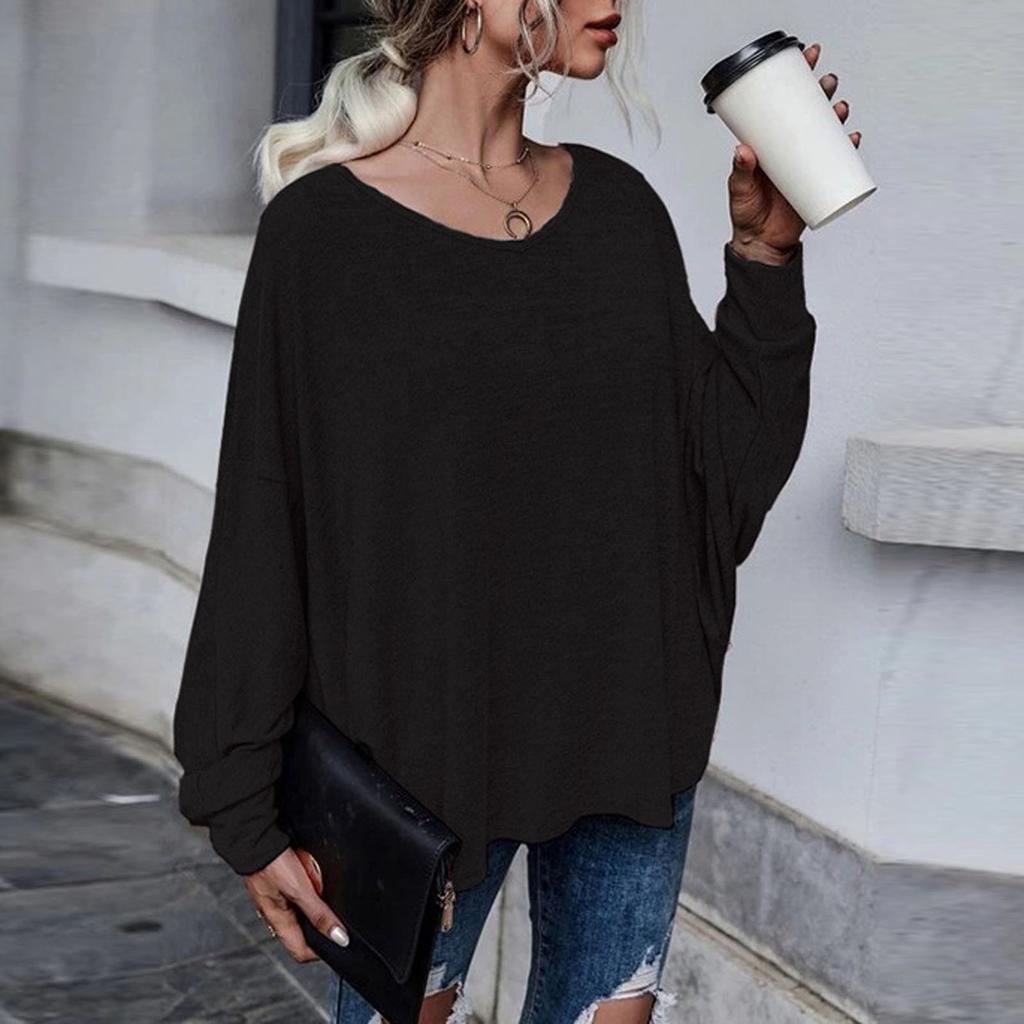Women's fashion casual loose string back off shoulder T-shirt top