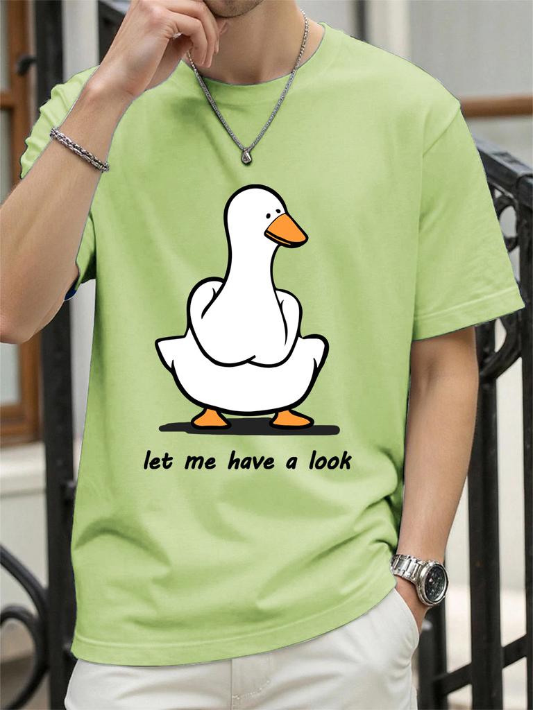 Let Me Have A Look Goose Printed TShirts Womens Cotton Summer Tops Soft Loose ONeck Short Sleeve T Shirts Casual Woman Clothes