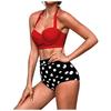 Set Bikini Două Piese cu Talie Înaltă cu Sutien cu Arcuri Curele Reglabile și Slip cu Volane pentru Femei Costume de Baie Îmbrăcăminte de Plajă