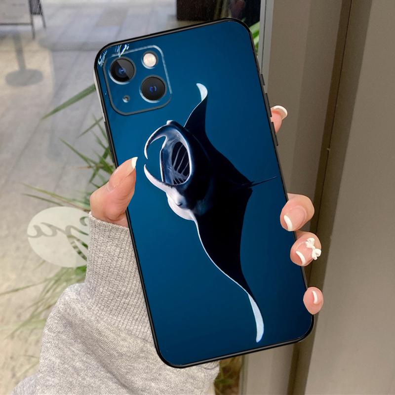 Animal Manta Ray Case For iPhone 13 11 14 12 15 16 Pro Max Plus XR X XS Max 12 13 Mini Soft Cover