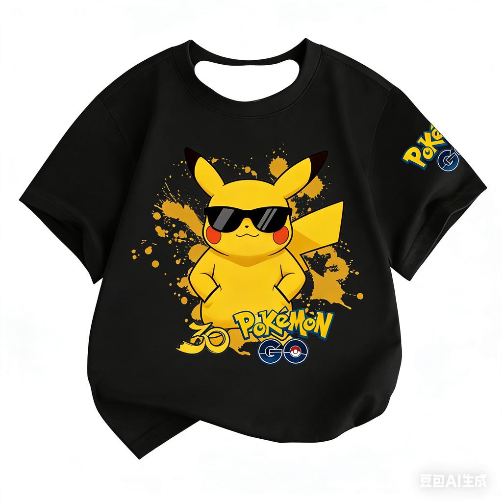 2026 Pokémon Pikachu Parent-Child Short Sleeve T-Shirt Boys and Girls Parent-Child