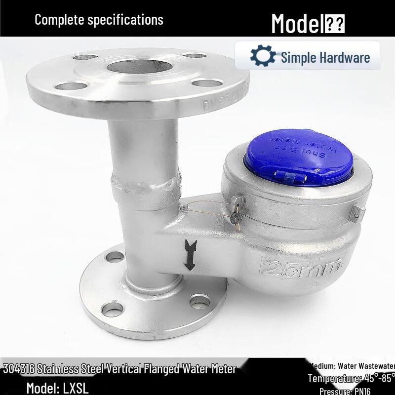

304 Stainless Steel Vertical Flange Water Meter CN plug (adapter included)