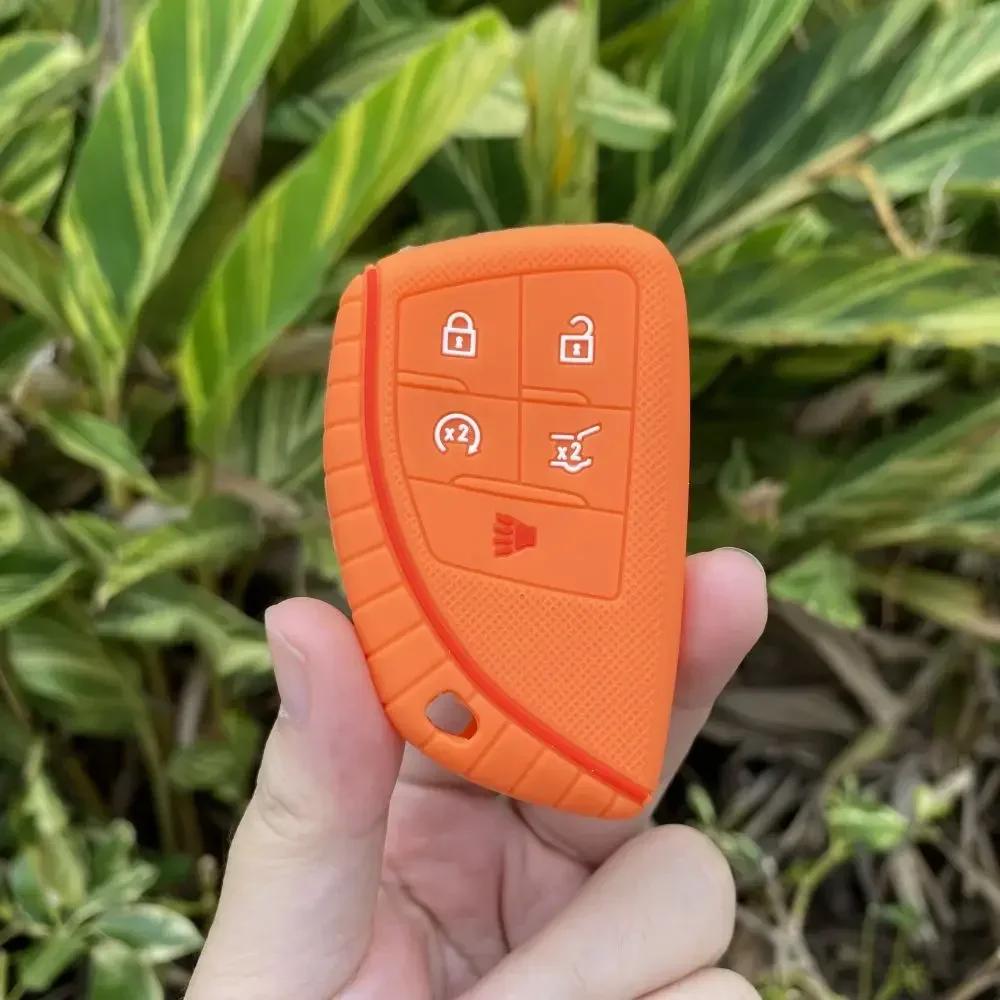For Buick Envision S Plus Chevrolet Suburban Tahoe GMC Yukon Sierra 1500 Denali 5 Buttons Silicone Car Key Cover Case Keychain
