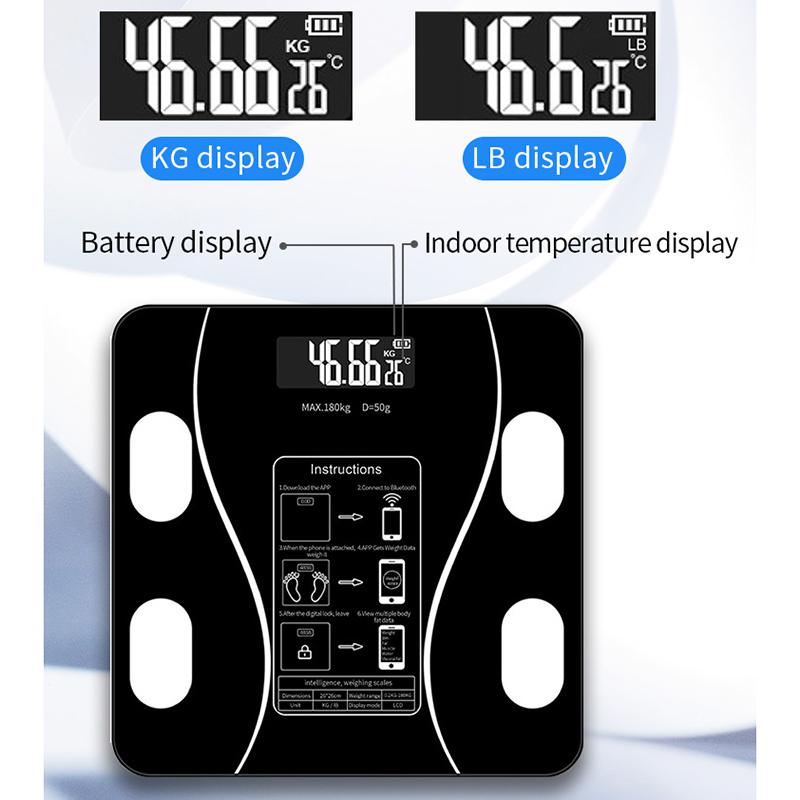 Body Fat Scale Smart Wireless Digital Bathroom Weight Scale Body Composition Analyzer With Smartphone App Bluetooth-compatible