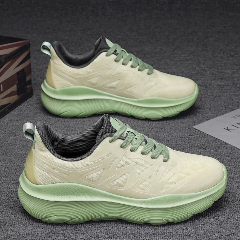 Men's White Mesh Running Shoes Breathable Lightweight Thick Sole Cushioned Athletic Sneakers for Daily and Outdoor Wear