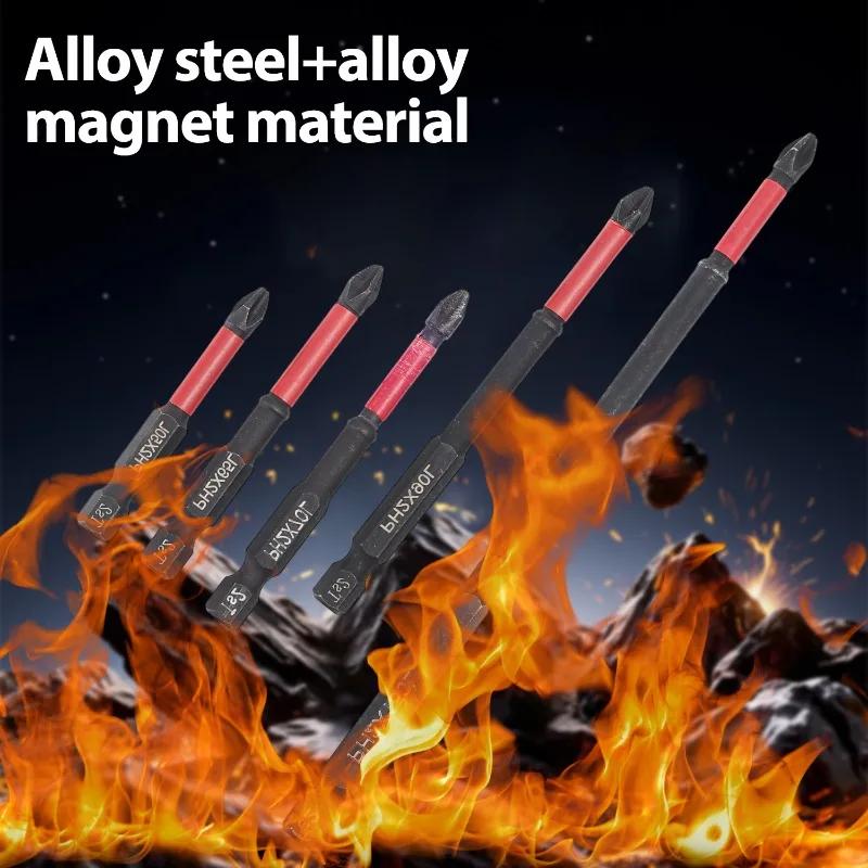 Non-slip Long Screwdriver Bit Set Hexagonal Shank Phillips Impact Drill Bits for Power Drilling Magnetic Automotive Tools