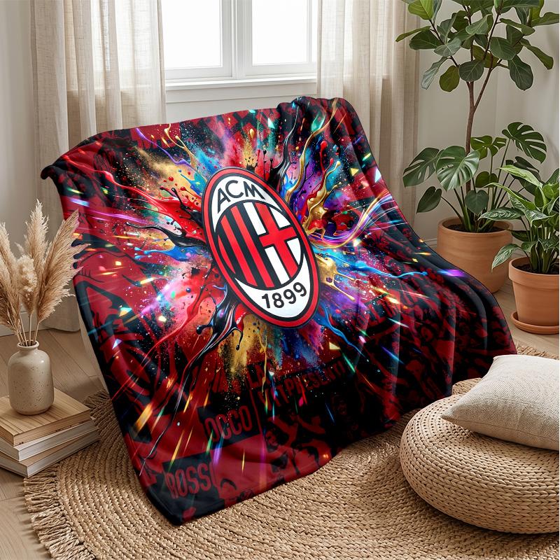 AC Milan Theme Blanket Soft Flannel Blanket Plush Throw Blanket Cozy Sofa Bed Blanket for Home Decor