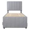Youth Bed 90x200cm Cotton Linen Fabric Storage with Drawers Pull-out Single Headboard Lines