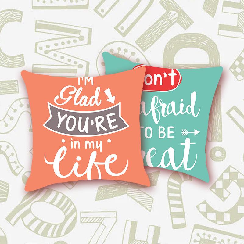 INS Style Faux Soft Throw Pillow Cover - Letter Print Home Decor for Sofa & Living Room