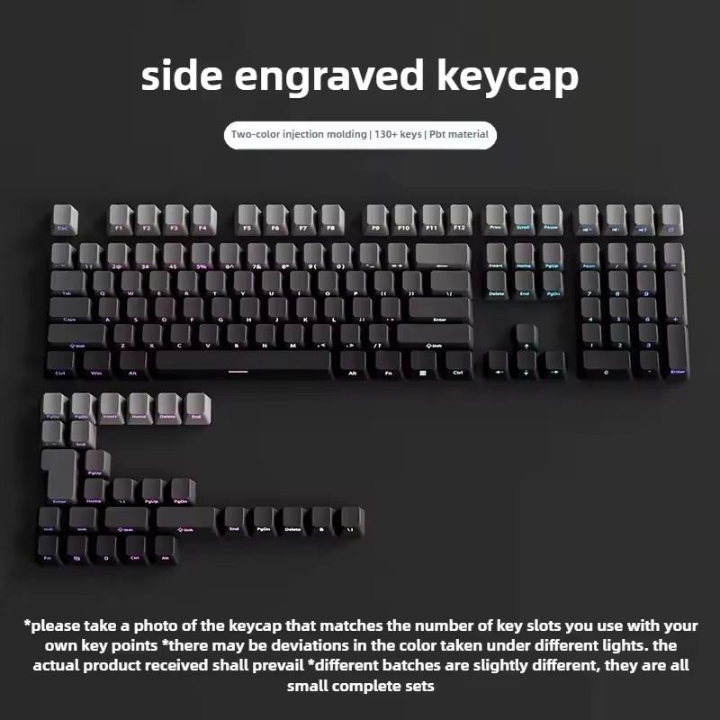 Keycap Set Side Engraved Gradient Color 134 Keys Pbt Double Sided Printed Shiny Backlit Keycaps For Mechanical Keyboards