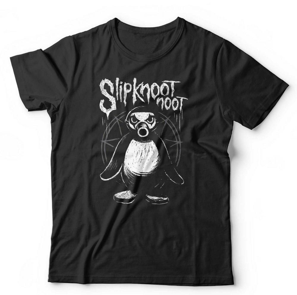 

Slipknoot Noot Tshirt Unisex and Kids Metal Rock Goth Funny Parody Pingu Penguin 4XL