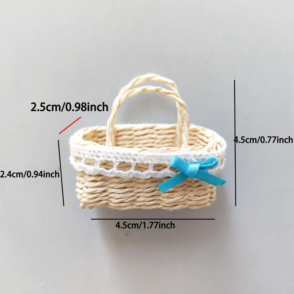 Miniature Basket Handmade Mini Wicker Basket Woven Paper Rattan Basket Dollhouse Ornament Accessories Decoration Easter