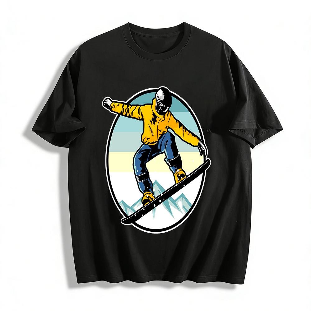 

Cool Outdoor Snowboard Print Top Unisex Ski Culture Casual T-Shirt Pure cotton T-shirt XXS