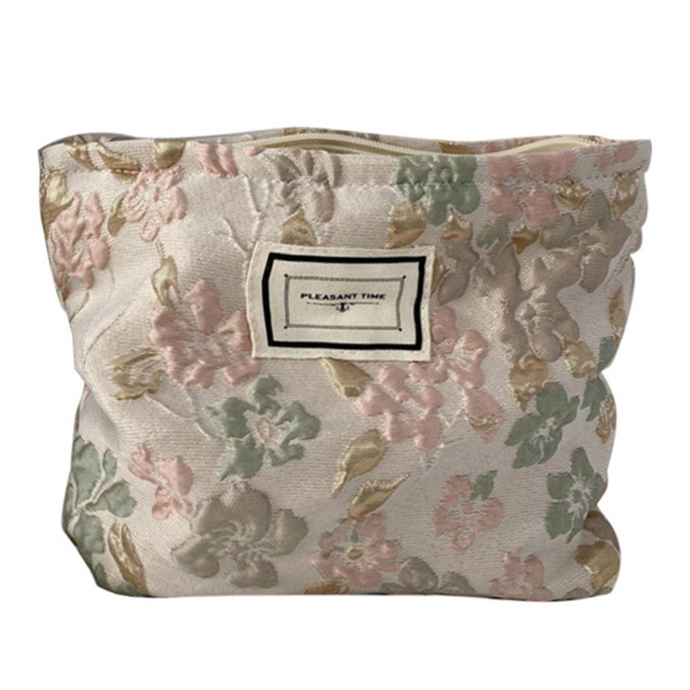 Relief Flowers Make Up Bag Large Capacity Simple Women Clutch Bag Portable Multi-function Fashion Casual for Weekend Vacation