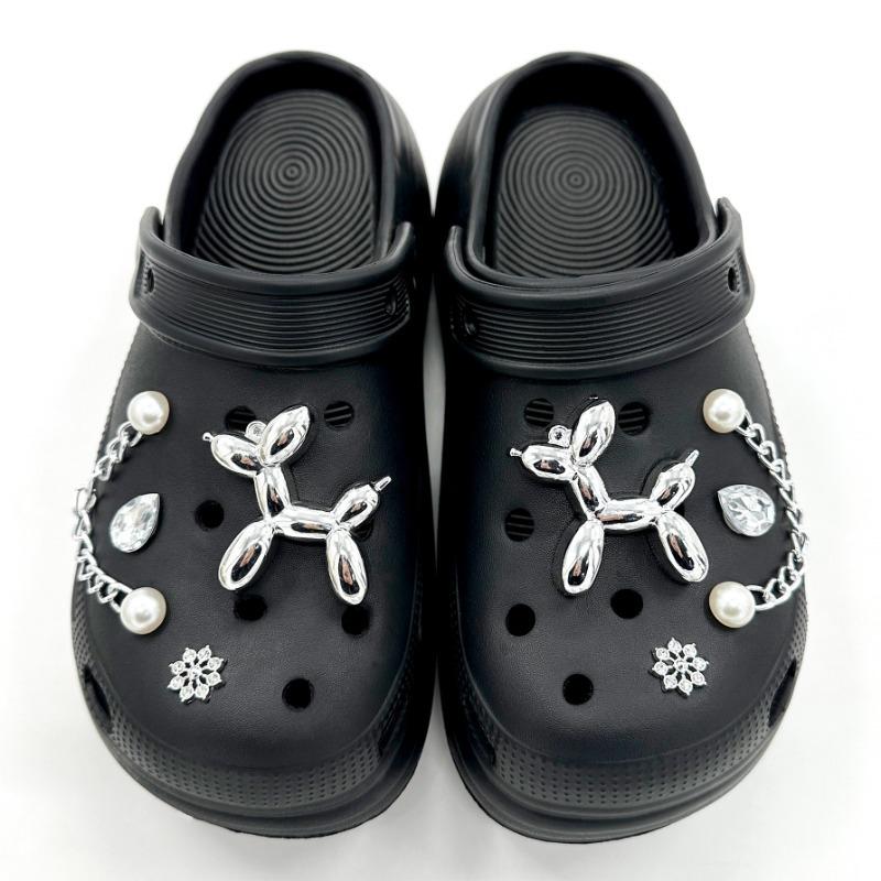 8 STÜCKE Schuhanhänger für Crocs DIY Fortgeschrittene Silber Diamantkette Schuhdekoration Schnalle für Croc Charms Lochschuh-Zubehör