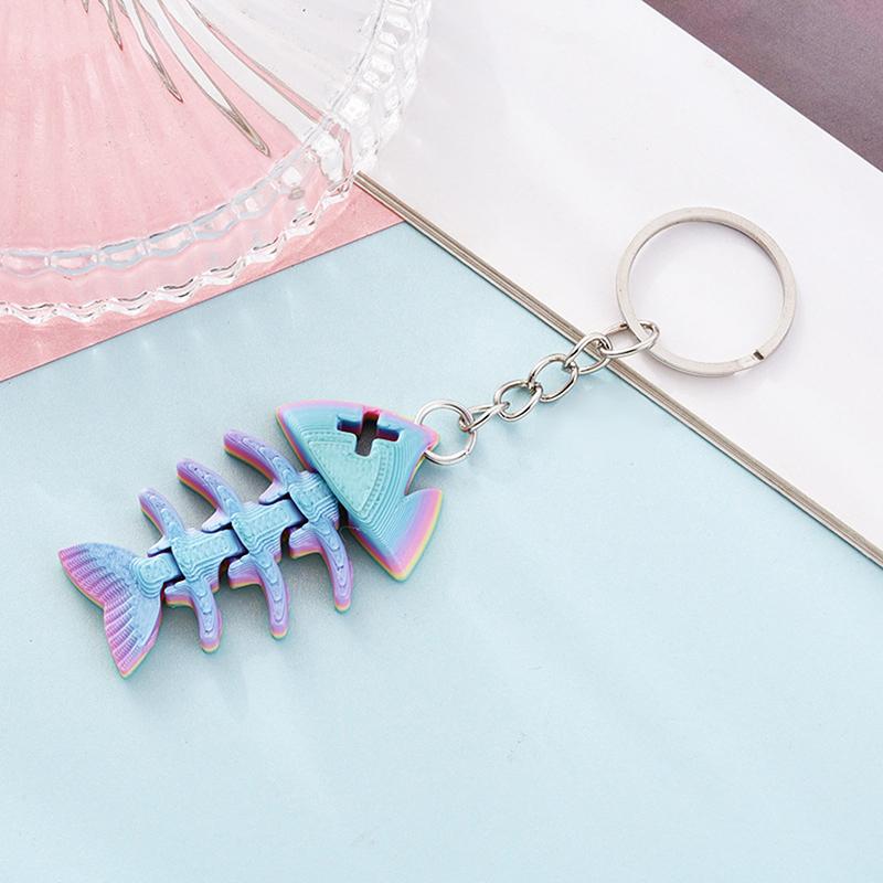 Creative Realistic 3D Printed Gradient Color Shark Keychain Pendant Lightweight Backpack Decoration Accessories Kids Toys Gifts