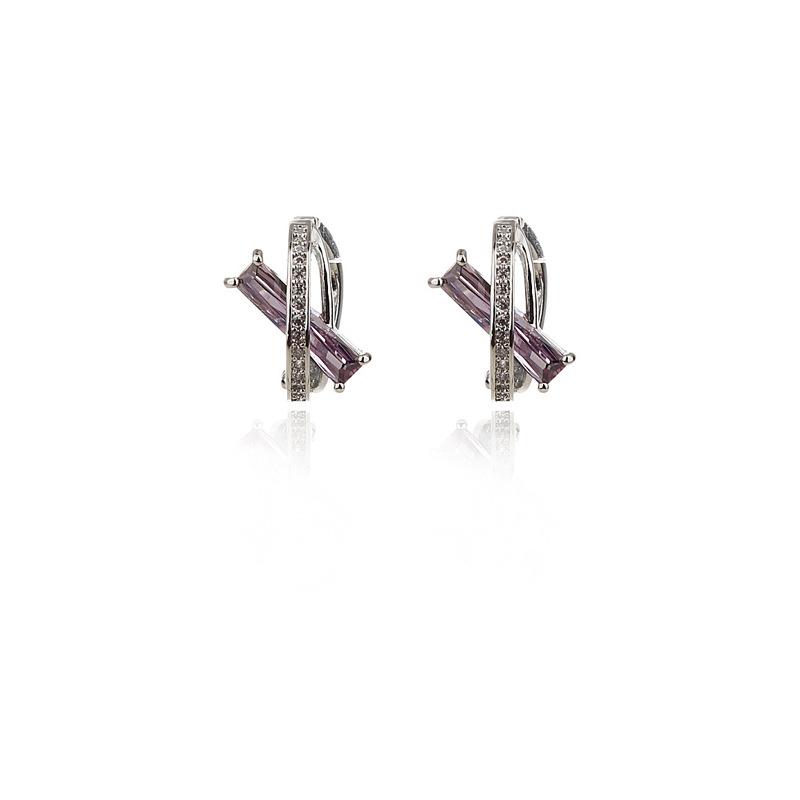 Light luxury purple ear clips without ear holes, niche design sense, high-end small and exquisite earrings, female mosquito coil disc earrings.