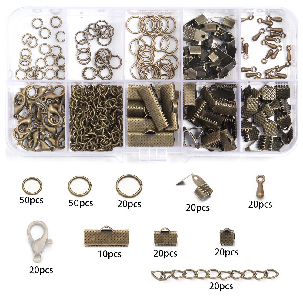 

1box/bag Jewelry Findings Making Kit Lobster Clasp Open Jump Rings Earring Hooks Multifunctional Pliers for DIY Jewelry Making античный бронзовый