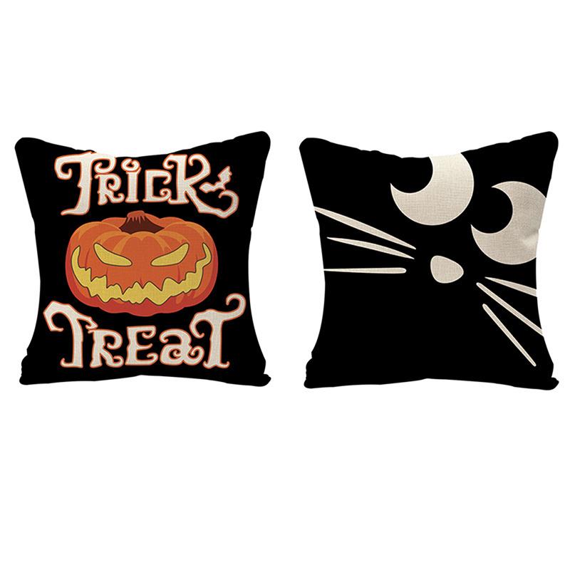 Cheap 2022 Linen Halloween Fall Cushion Cover 18 Inch Home Throw Pillow