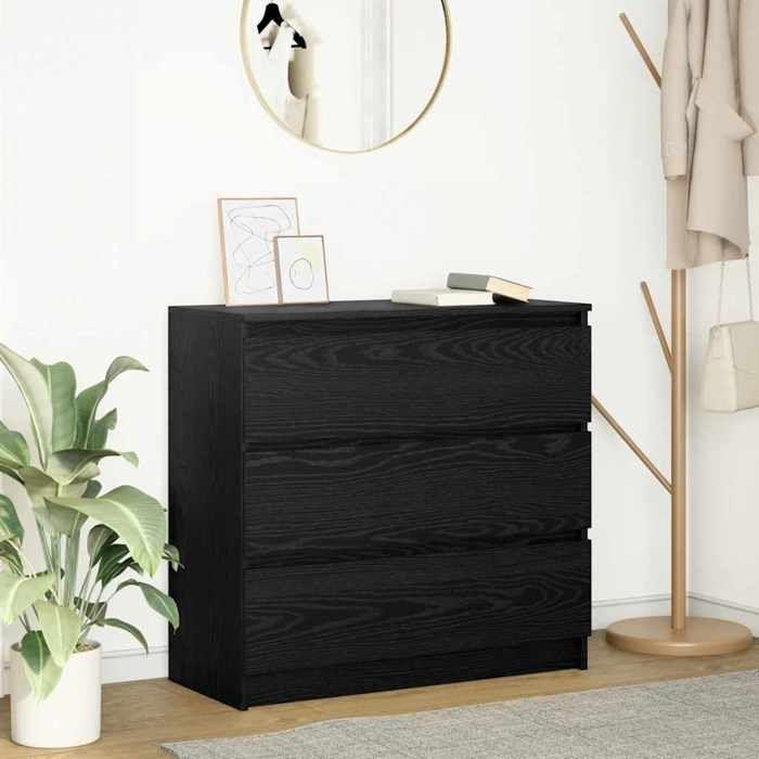 VidaXL Buffet Black Oak 80x35x76 Cm Engineered Wood, Storage Cabinet, Kitchen Storage Cabinet, Furniture of 861734