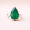 Green Emerald Pear Shape Statement Ring, 925 Solid Sterling Silver, Handmade Promise Ring, Anniversary Gift