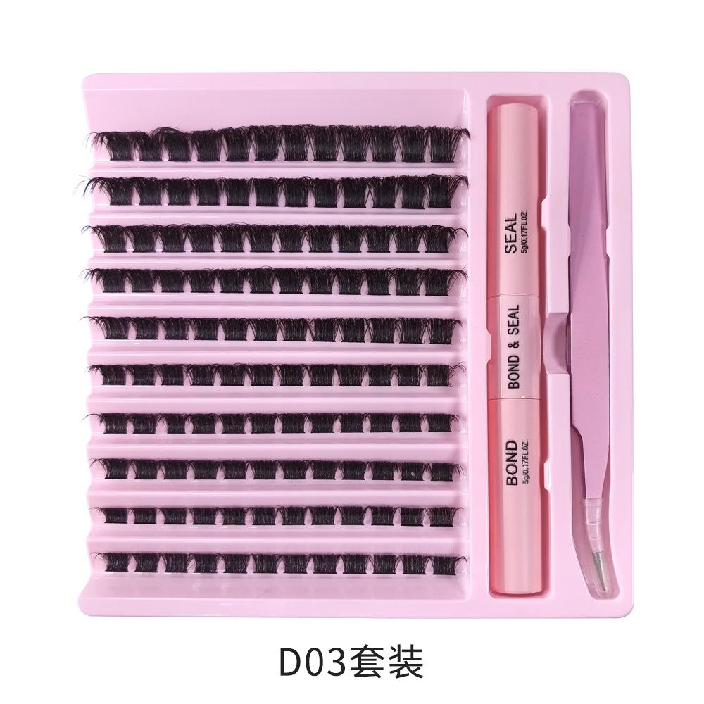Single cluster 30D/40 hot melt hair 14 rows D curve self-grafting segmented false eyelashes
