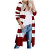Damen Lässiger Offener Lang geschnittener Gestreifter Cardigan Pullover Leichte Strick Oberbekleidung für den Alltag