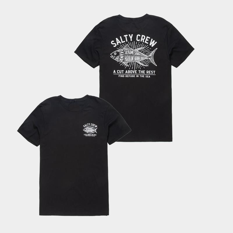 2025salty Crewhang Seafarer Fish Fish Rock Punk American Simple T-shirt Vintage Loose Crew Neck Short Sleeve T-shirt