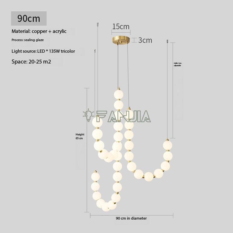 2024 Necklace Shape Pendent Chandelier Copper Bar Fashion Magic Bean Lamp Home Decor Stairs LED Suspended Hanging Light  Lustre