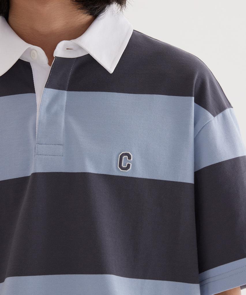 COVERNAT C Logo Rugby Collar T-Shirt Charcoal