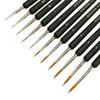 11Pcs Detail Paint Brush Set Ergonomic Handle Soft Weasel Hair Good Adsorbability Detail Brush for Line Drawing Dark