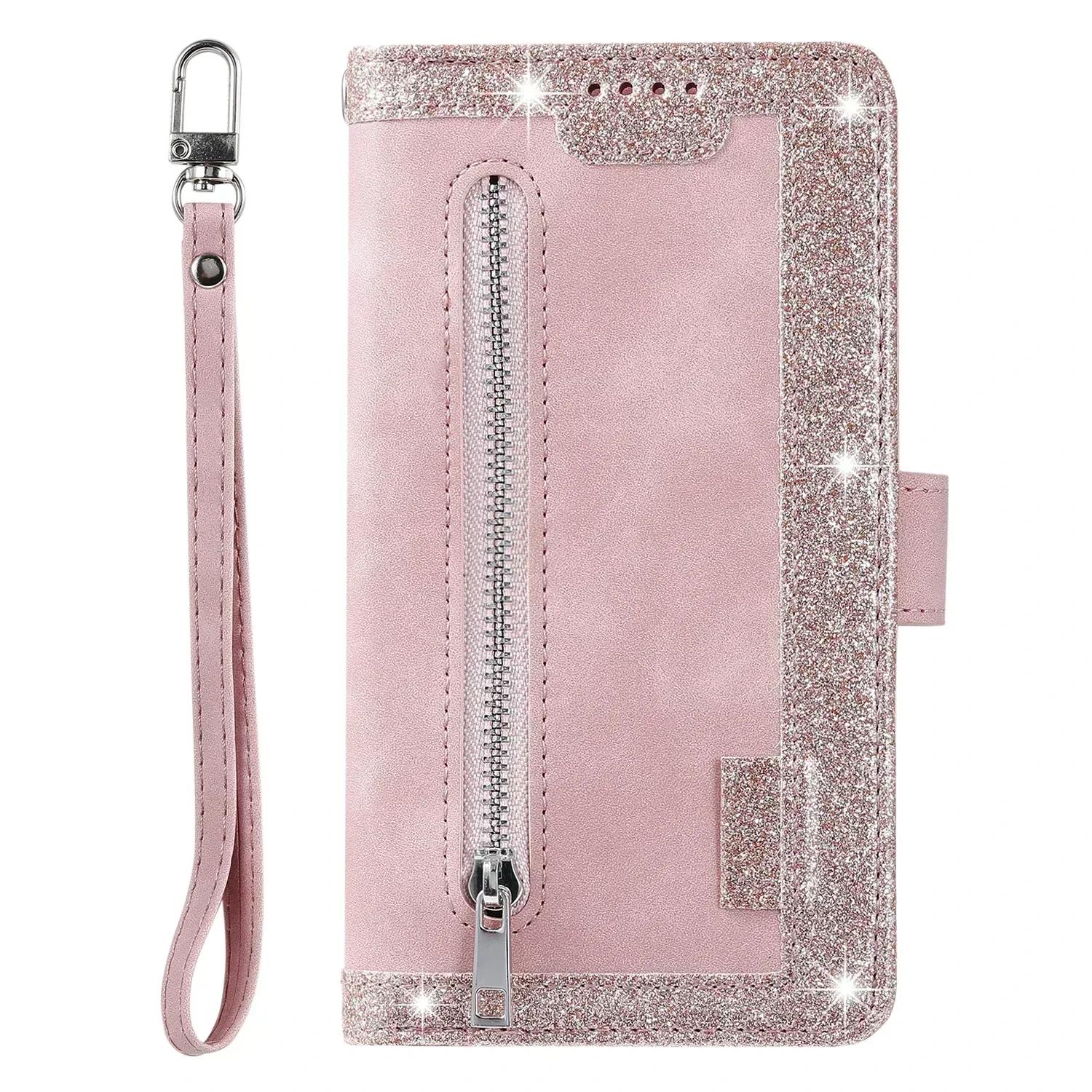 

Luxury Leather Case For OPPO Reno 10 5 Pro Plus 8 7 Find X3 NEO X5 Pro Lite X7 Ultra Card Slot Wallet Flip Book Case Cover Funda Find X5 Lite-Case & Strap рожевий колір золота