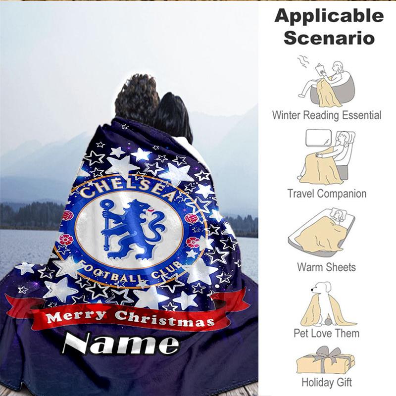 Custom Name Chelsea Crest Artwork Blanket Lightweight Ideal Bedding Blanket Perfect for Travel, Camping, Living Rooms, Sofas, Christmas gift