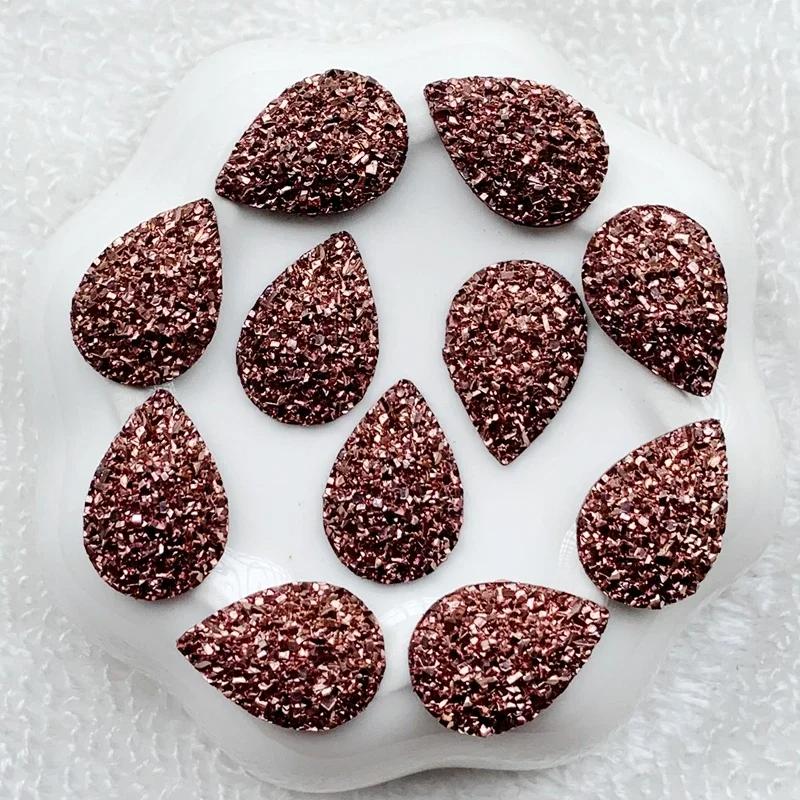 

20 шт. 11,5*17 мм Кабошоны из смолы со стразами в стиле натуральной руды с плоской задней стороной для аксессуаров для браслетов и серег -HA77 медный