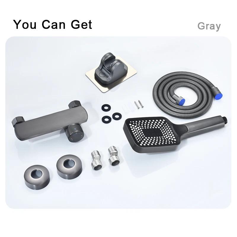 Gray Waterfall Bathtub Faucet With Hand Shower Brass Chrome Wall Mounted Bathroom Shower Mixer Tap Full Shower System Set