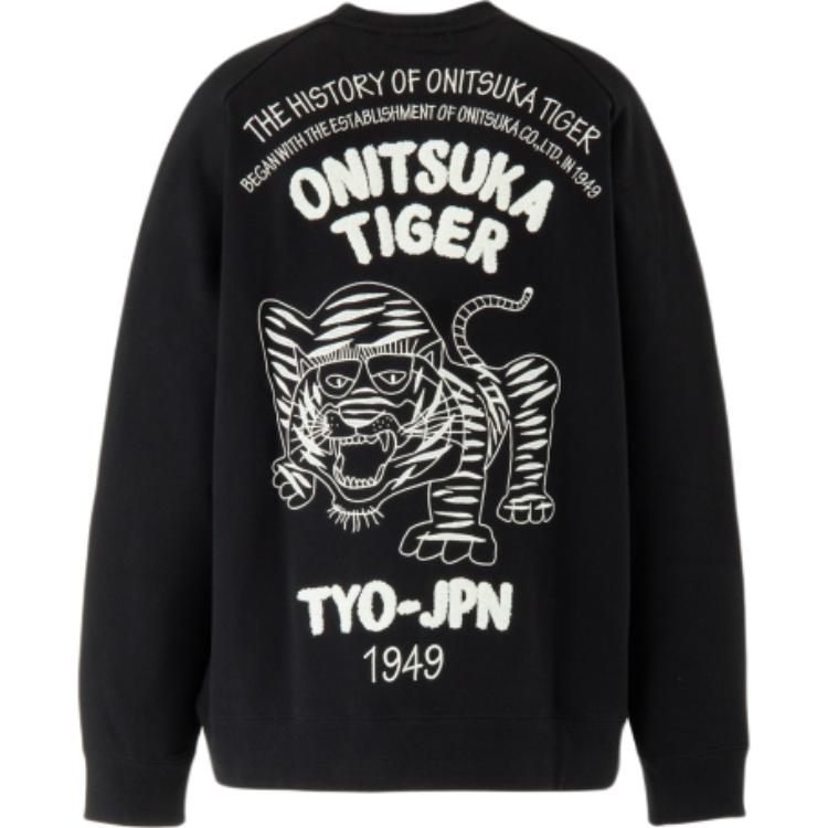 Onitsuka Tiger Sweat Top Series Fashion Letter Loose Pullover Sweatshirt Unisex Sweatshirt Black Beige 2183B165-002