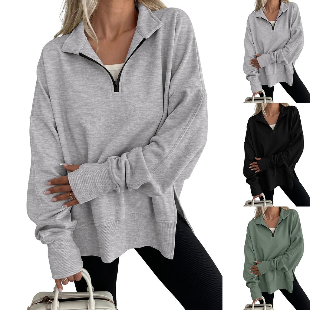 Women's Long Sleeve Stand Collar Pullover Sweatshirt