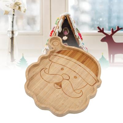 Santa Serving Tray Wooden Dish Platter for Dessert Sweet Jewelry Storage Holiday Decoration