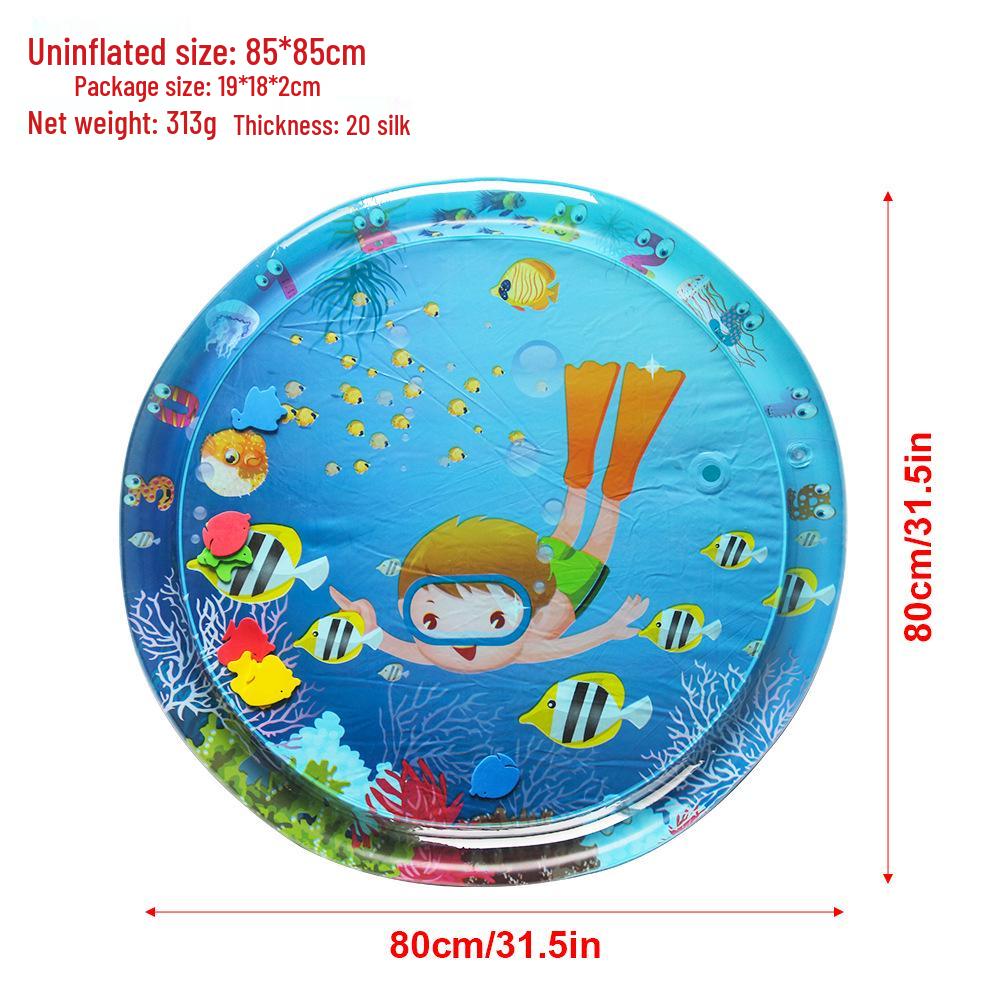 Inflatable Round Pat-Pat Water Mat for Babies & Toddlers - Marine Life Crawling Play Mat