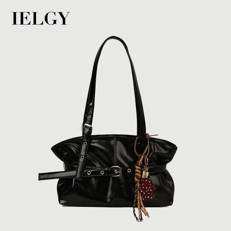 IELGY Ladies Underarm Bag Retro Large Capacity Autumn Winter Casual Pleated One-Shoulder Commuter Bag