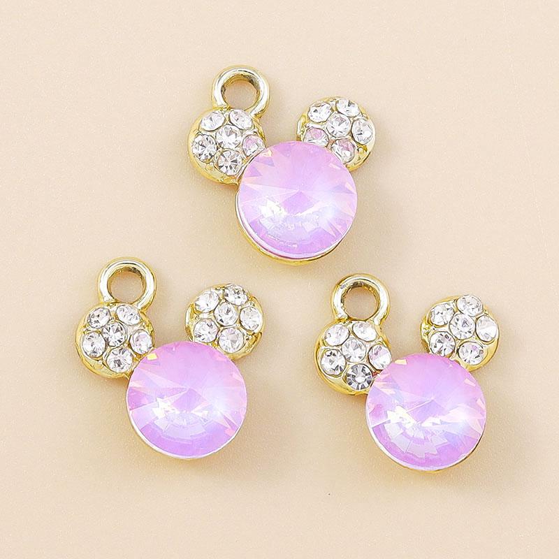Leslie 10pcs Cute Animal CZ Crystal Bear Charms Pendants for Jewelry Making Diy Necklace Earring Bracelet Handmade Craft