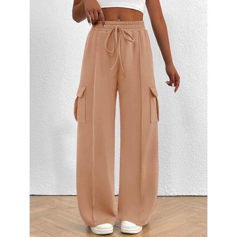 

Women s Running Sport Pants for Autumn and Winter, Loose Wide-leg Casual Pants, Casual Exercise Jogging Pants with Pockets 5XL абрикосовий